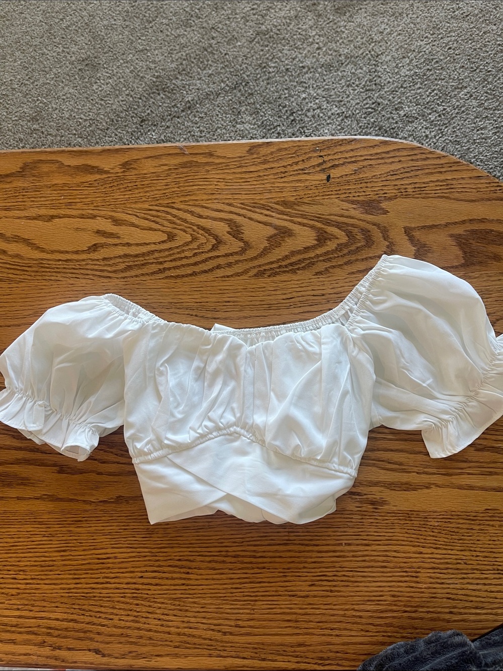 White Off-Shoulder Ruffled Crop Top - Picture 3 of 4